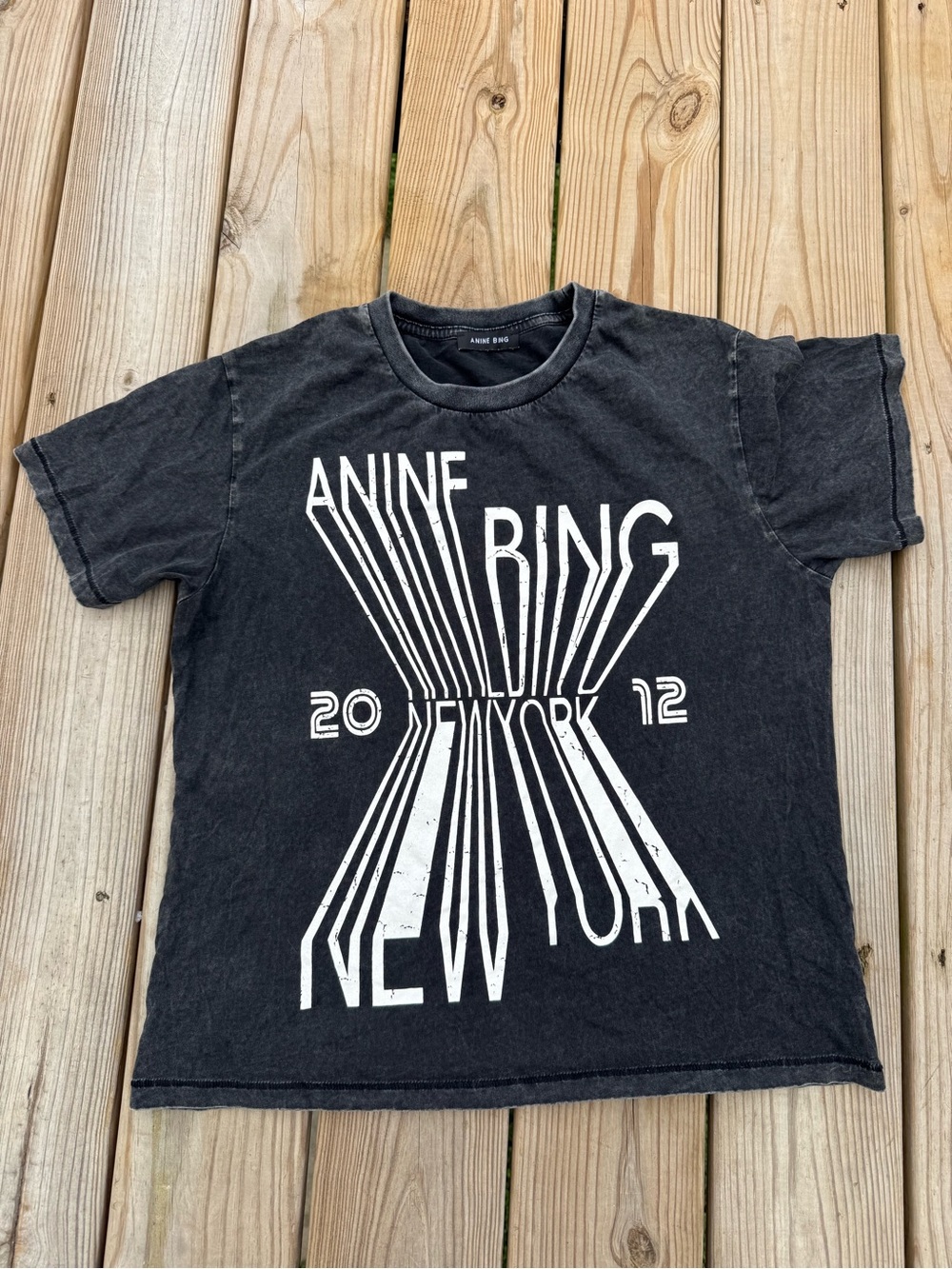 Anine Bing Kids Black Graphic 'New York' Tee